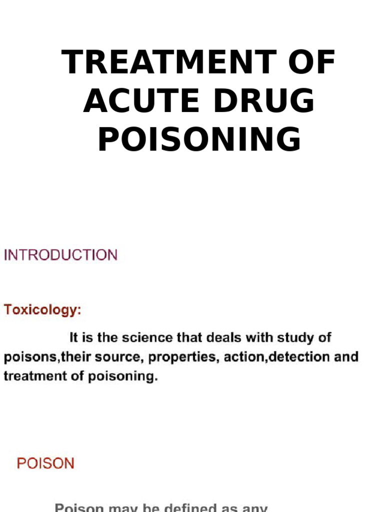 Treatment of Acute Drug Poisoning | PDF