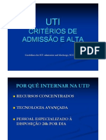 Uti - Critérios de Admissão e Alta