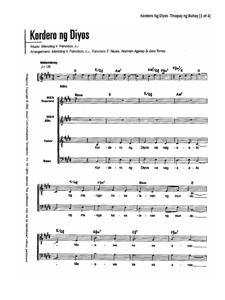 Agnus Dei Kordero NG Diyos | PDF