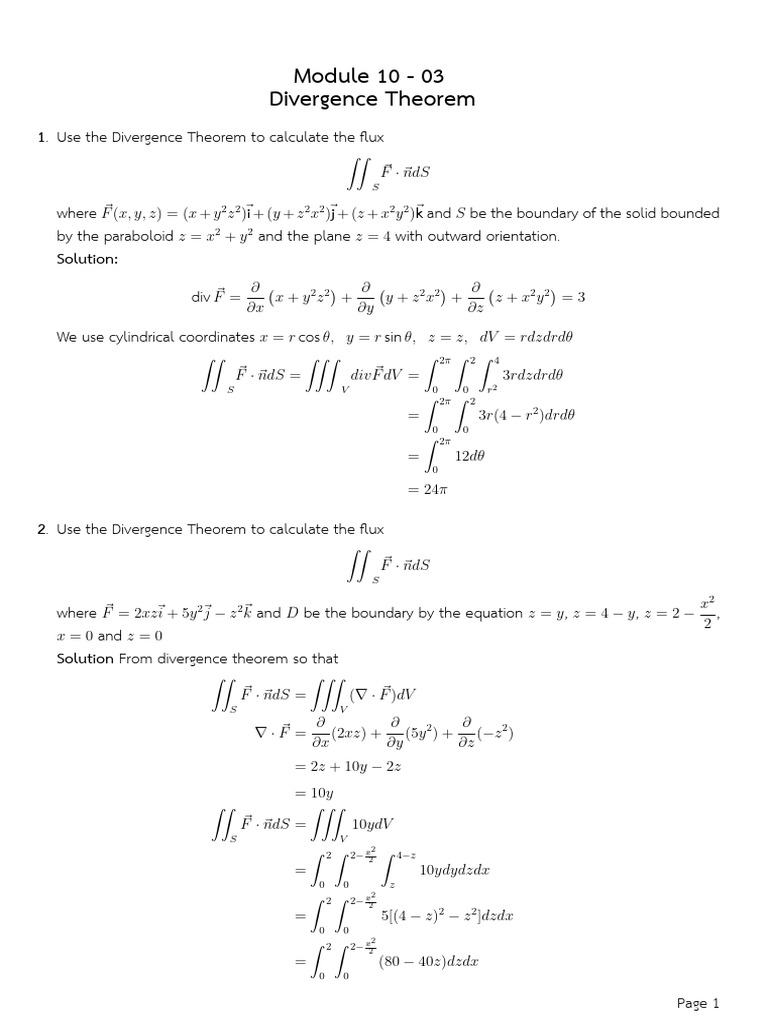 Divergence Theorem-Sol | PDF