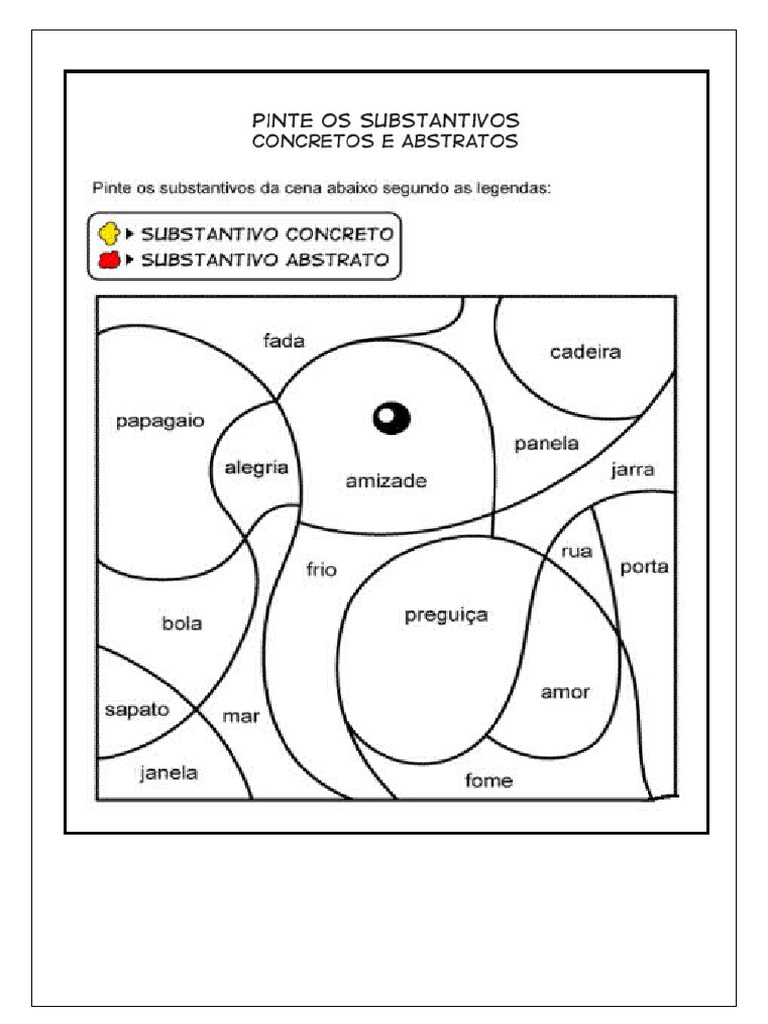 Substantivo Concreto e Abstrato Atividade Lúdica | PDF