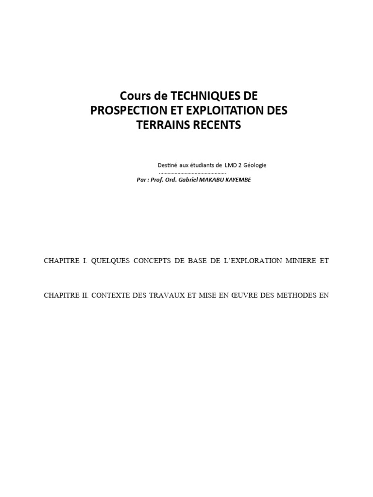 Techniques de Prospection Minière | PDF | Exploitation minière | Géologie