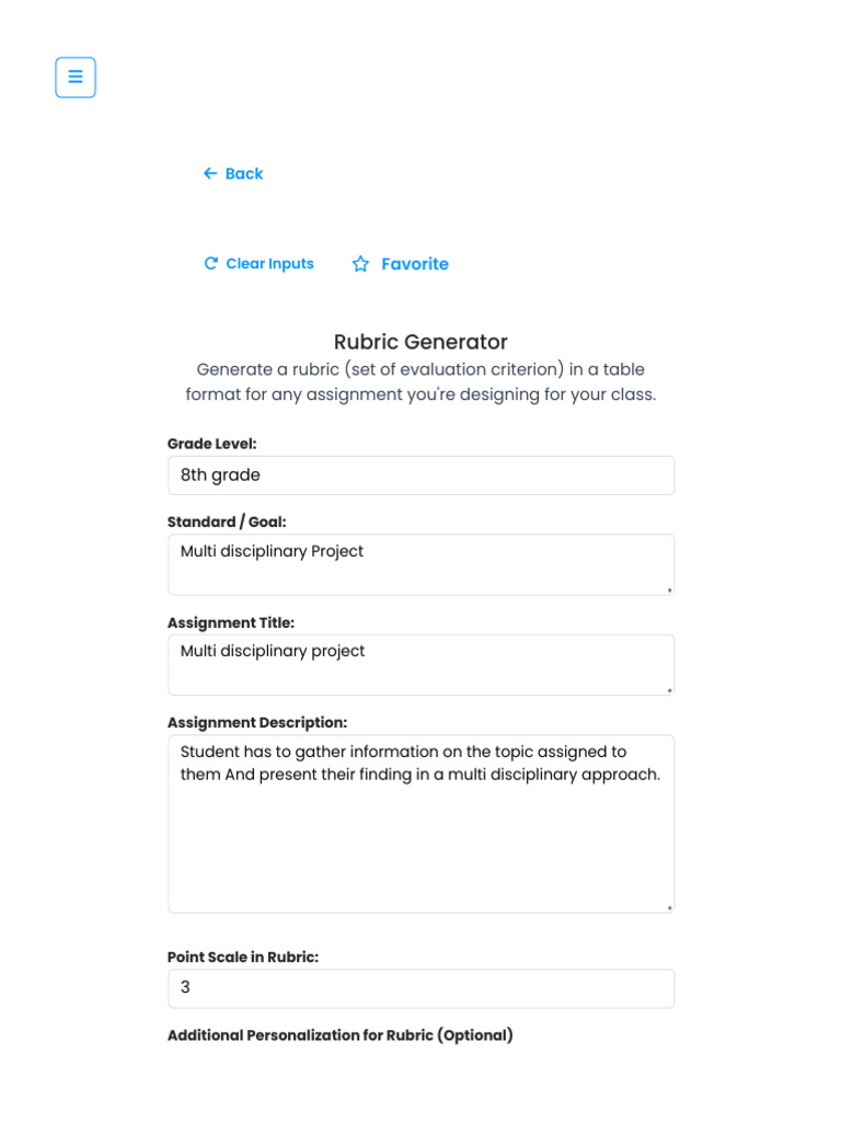 Custom Rubrics With TeachEasy AI's Generator | PDF
