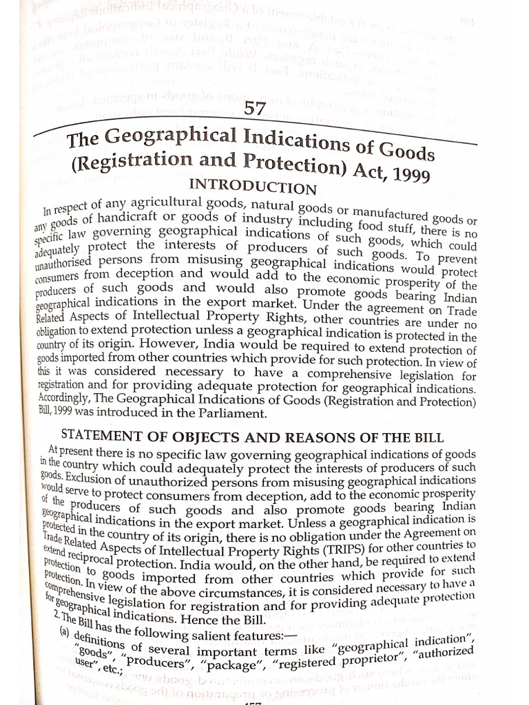 GI Act, 1999 | PDF