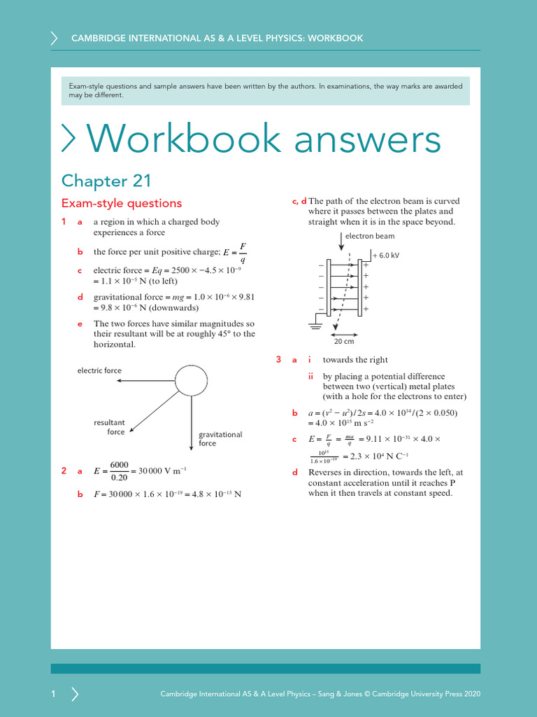 Exam Style Answers 21 Asal Physics WB | PDF