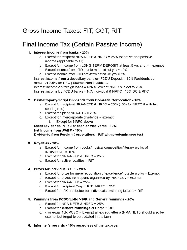 Summary of Taxation Rates | PDF | Wealth | Finance & Money Management