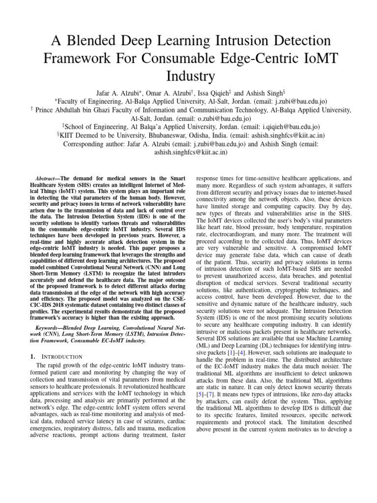 A Blended Deep Learning Intrusion Detection Framework For Consumable ...