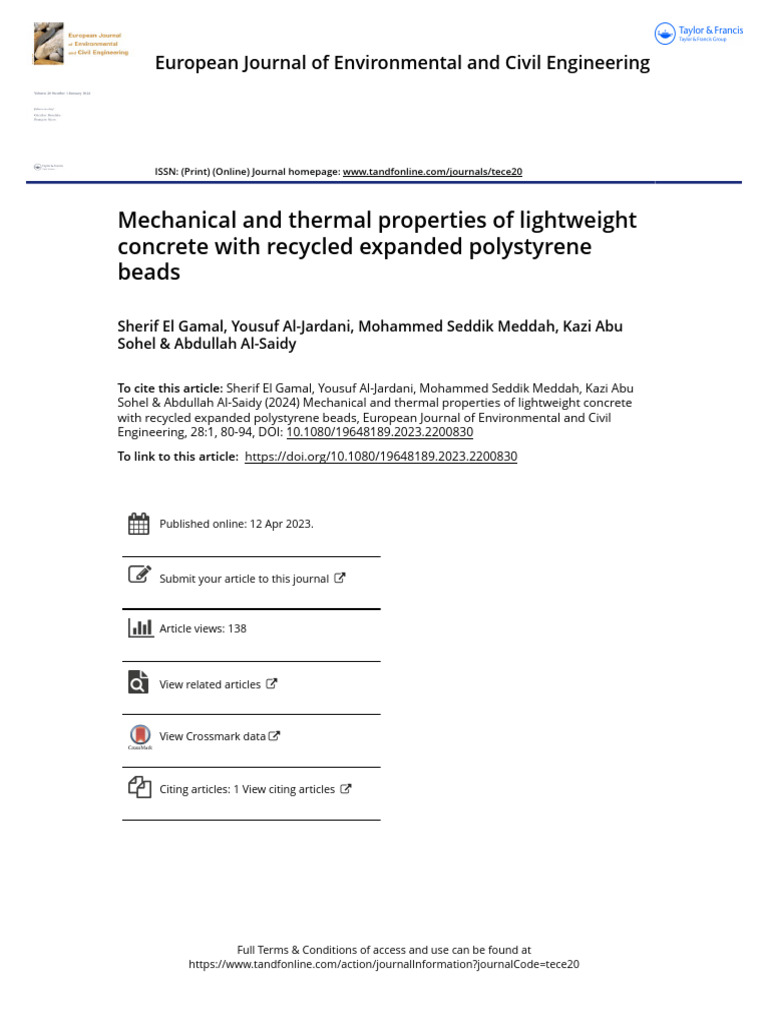 Mechanical and Thermal Properties of Lightweight Concrete With Recycled ...