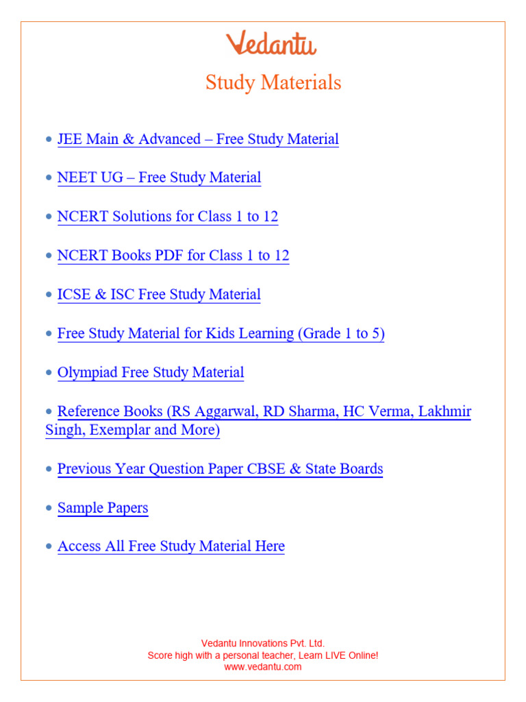 Vedantu Study Material | PDF