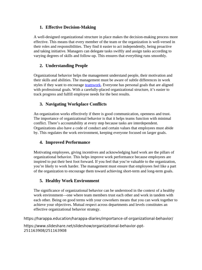 Importance Of Organizational Behavior Pdf