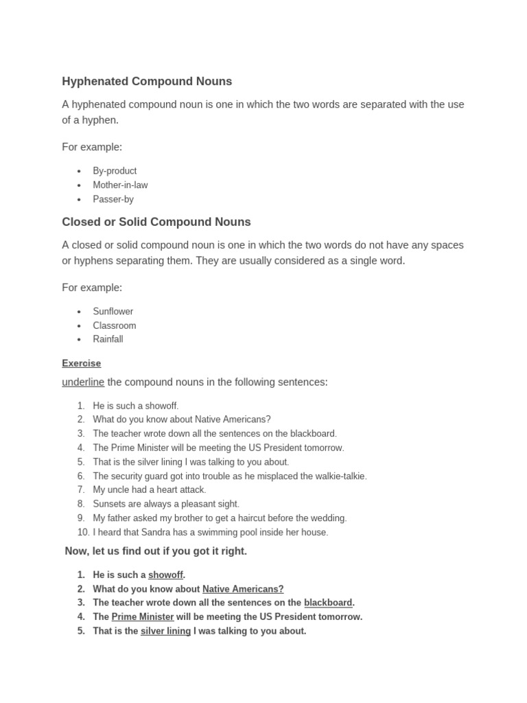 Hyphenated Compound Nouns | PDF