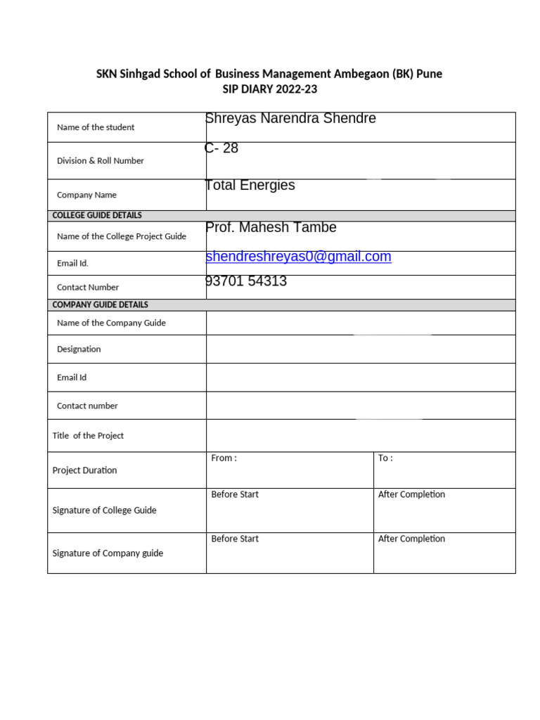 Sip Diary | PDF
