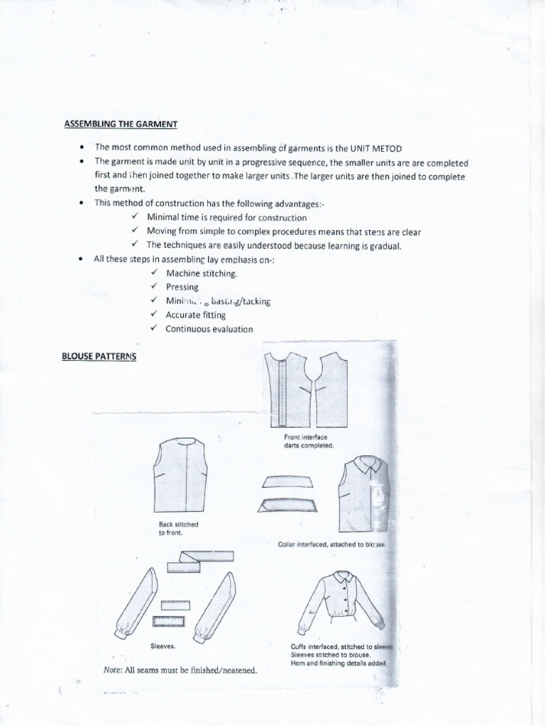Notes Assemling The Garment | PDF