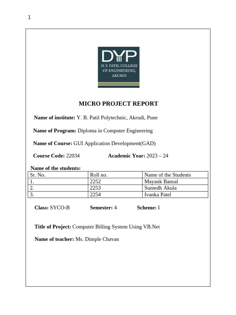 Micro Project Report | PDF