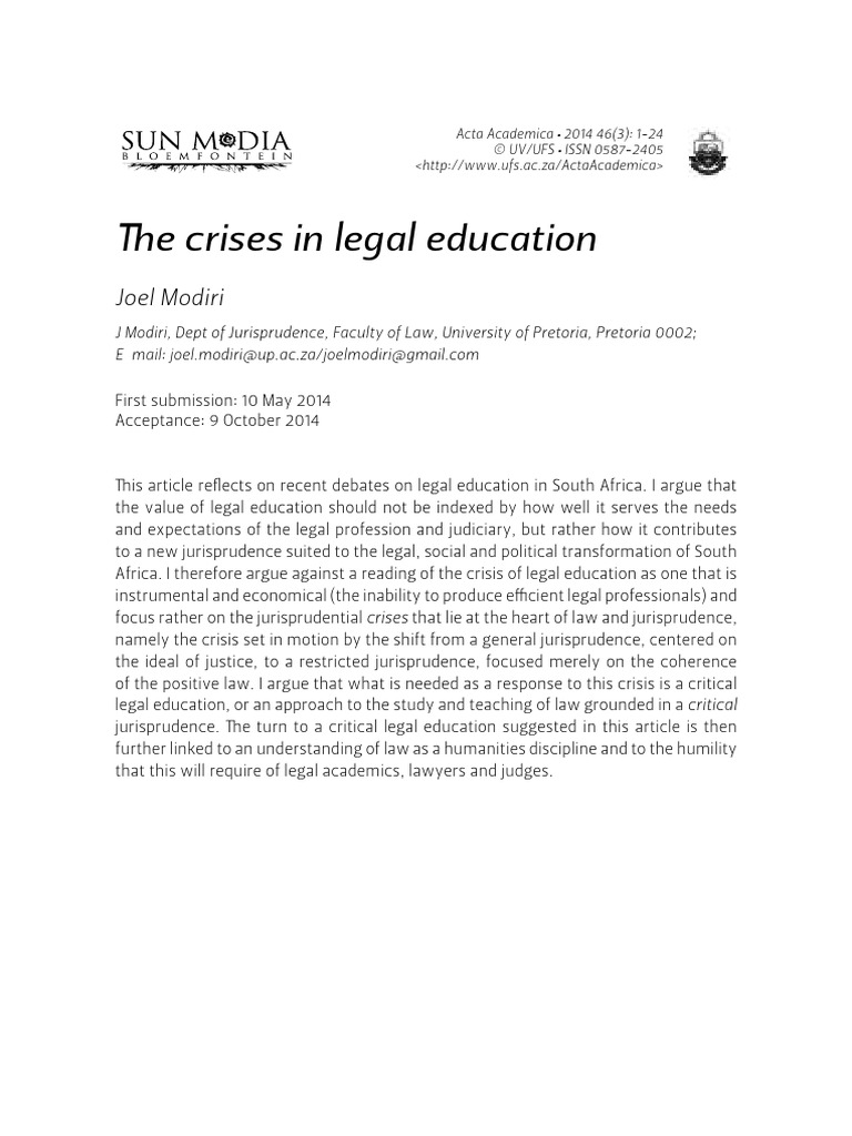 Modiri - Crises of Legal Education (2014) Acta Academica | PDF