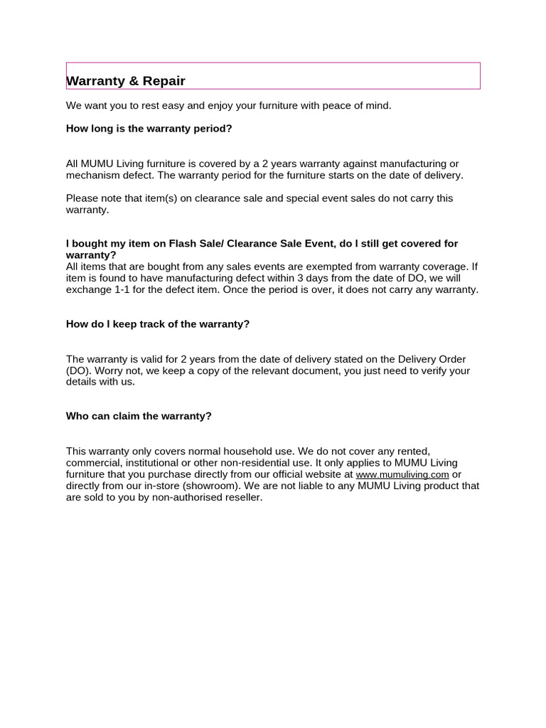 Warranty & Repair Policy | PDF