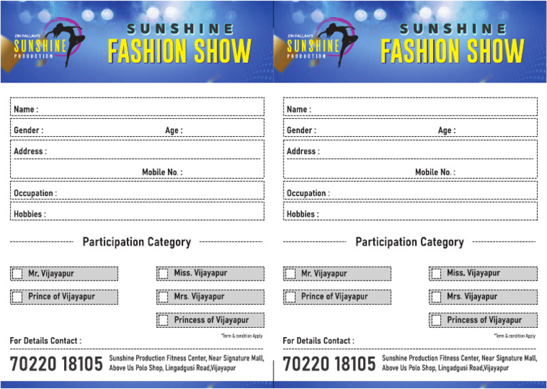 Fashion Show Form | PDF