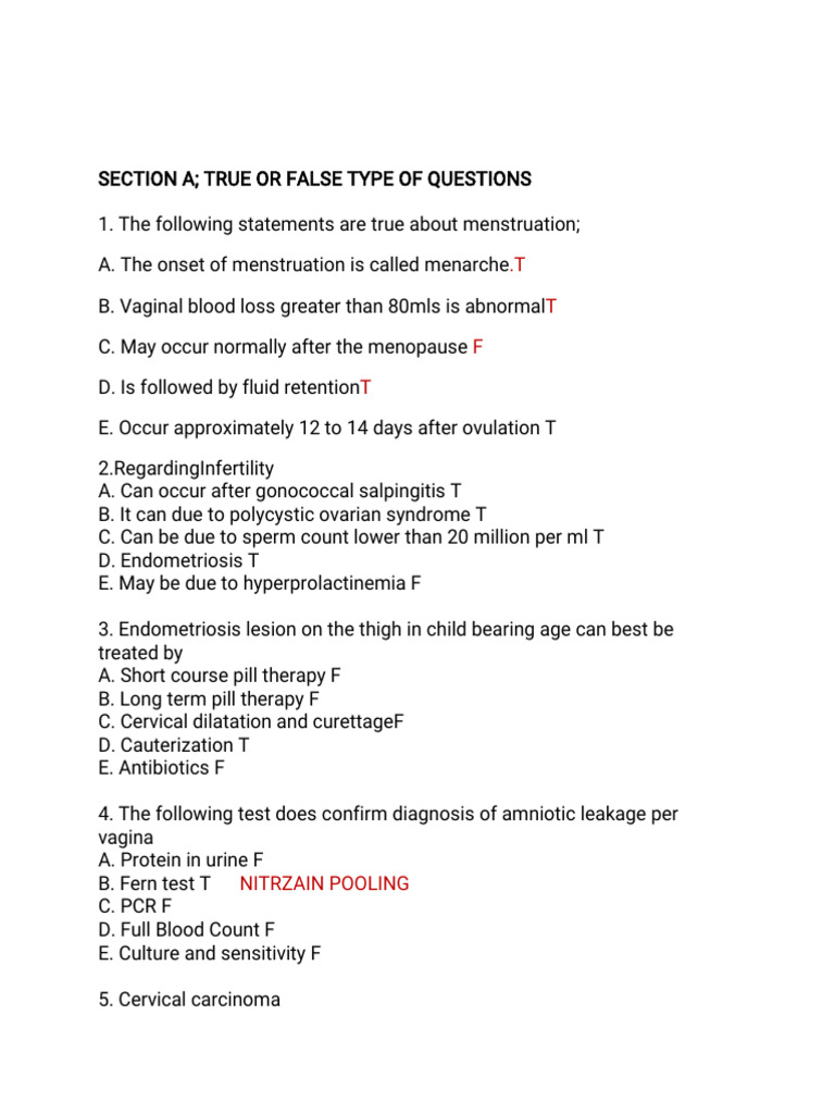 OBS and Gyn Questions | PDF