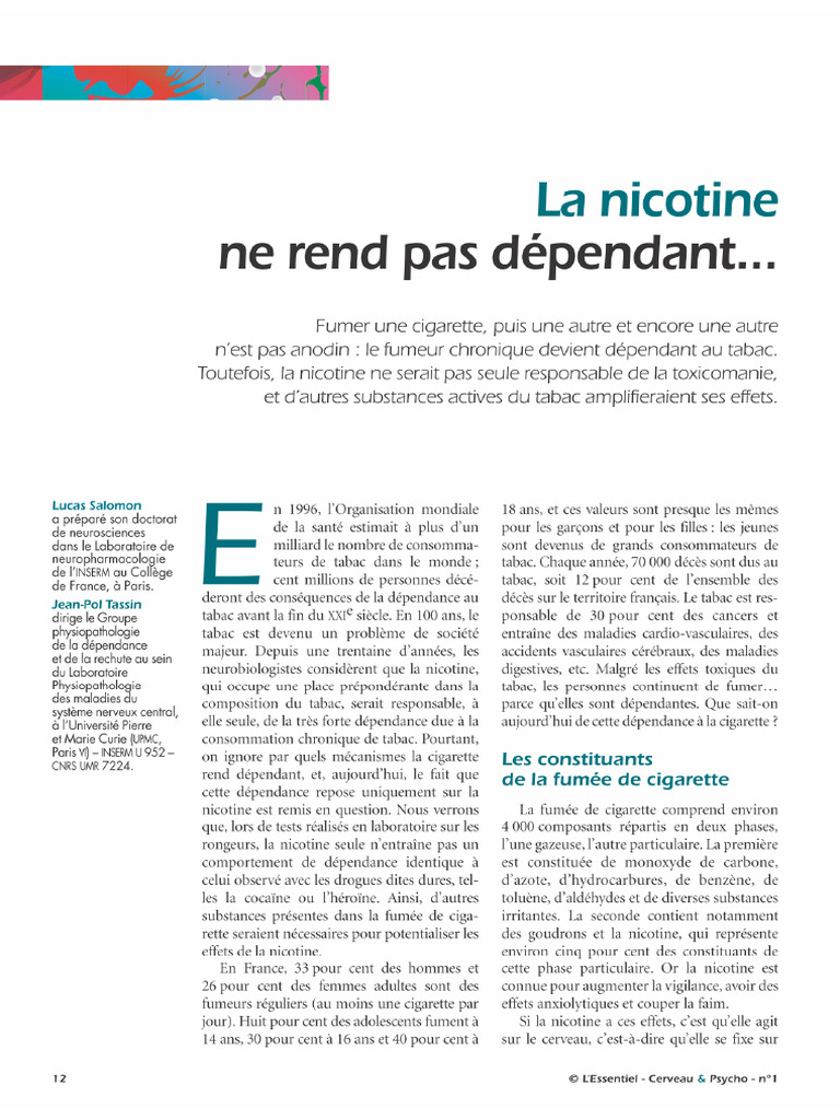 03 D&P - La Nicotine Ne Rend Pas Dépendant... | PDF