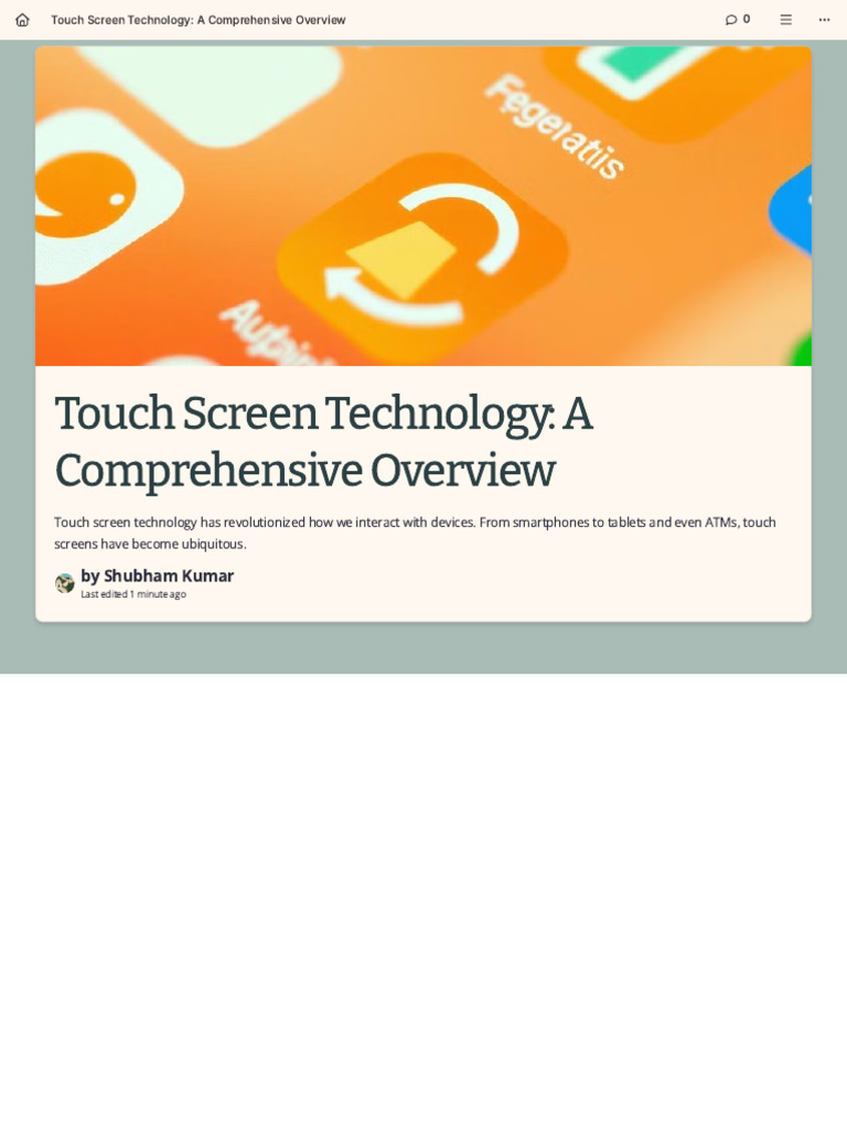 Touch Screen Technology - A Comprehensive Overview - Shlok | PDF ...
