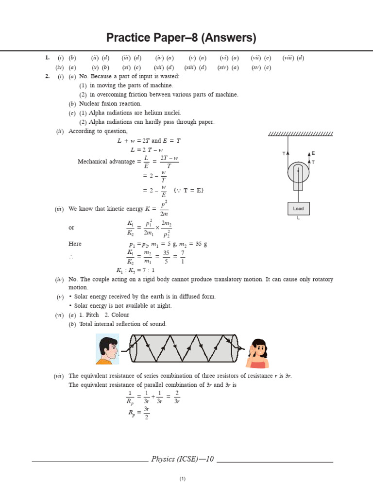 Icse Cl10 Together With Physics Edition 24 r2 Ans To PP 8 | PDF