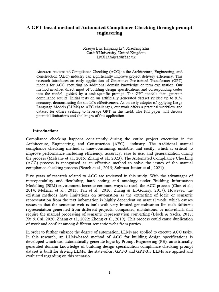 A Gpt-Based Method of Automated Compliance Checking Through Prompt ...