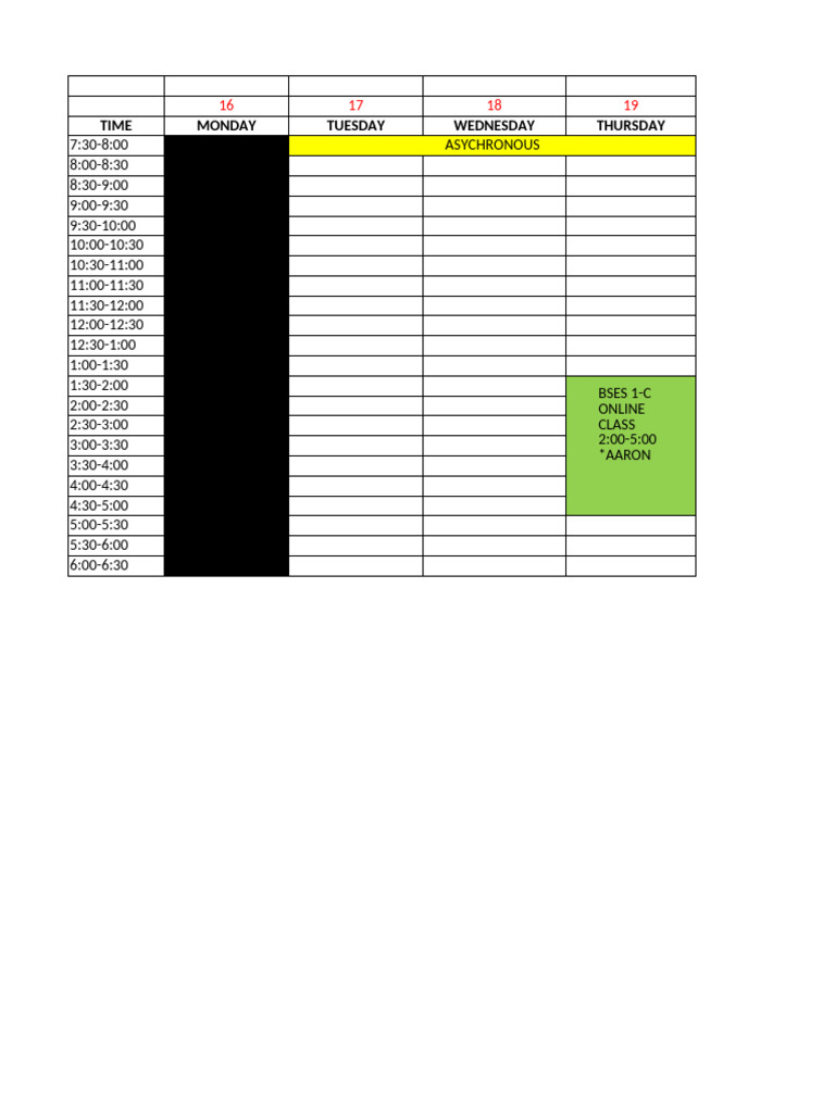 Make Up Class Schedule | PDF