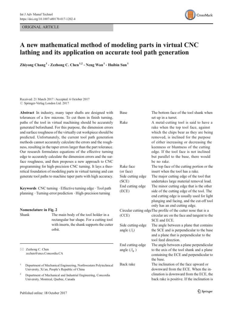High-Precision Tool Path Generation in CNC | PDF | Machining | Geometry