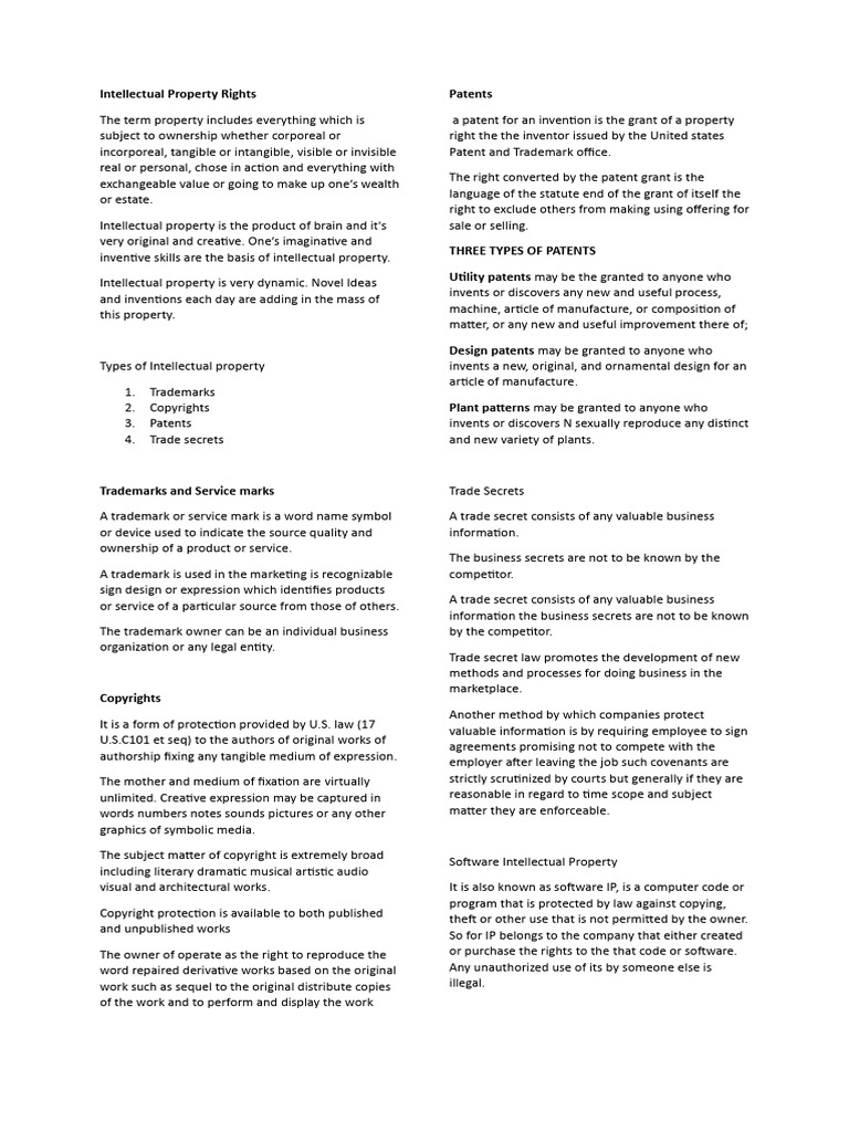 Intellectual Property Rights | PDF