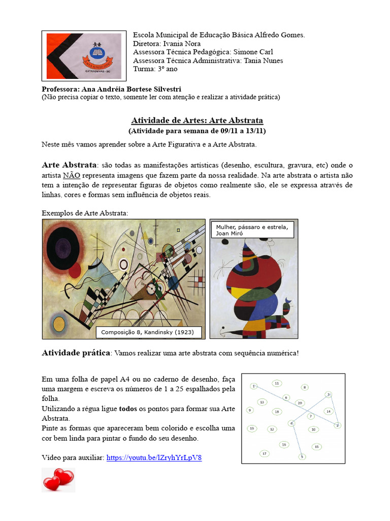 Atividade de Arte Abstrata: 3º Ano | PDF