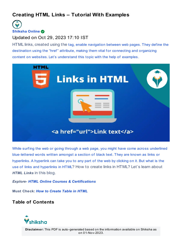 Creating HTML Links - Tutorial With Examples: Updated On Oct 29, 2023 ...