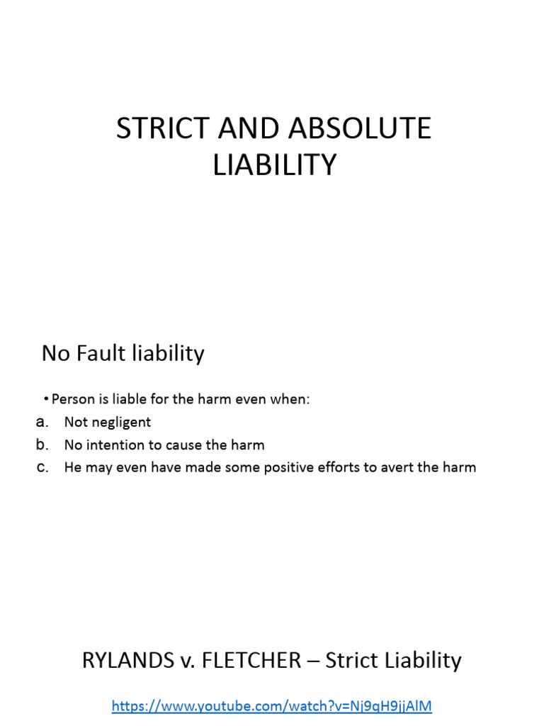 Strict and Absolute Liability | PDF