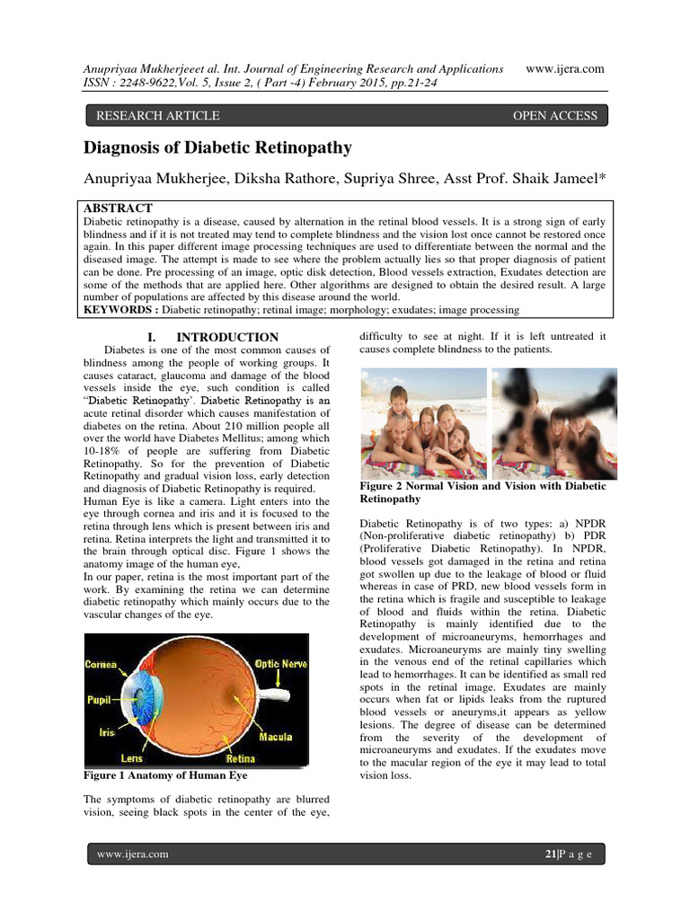 Diagnosis of Diabetic Retinopathy | PDF | Retina | Vision