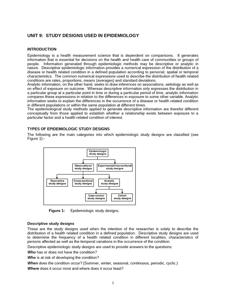 UNIT 9-Study Designs Used in Epidemiology | PDF