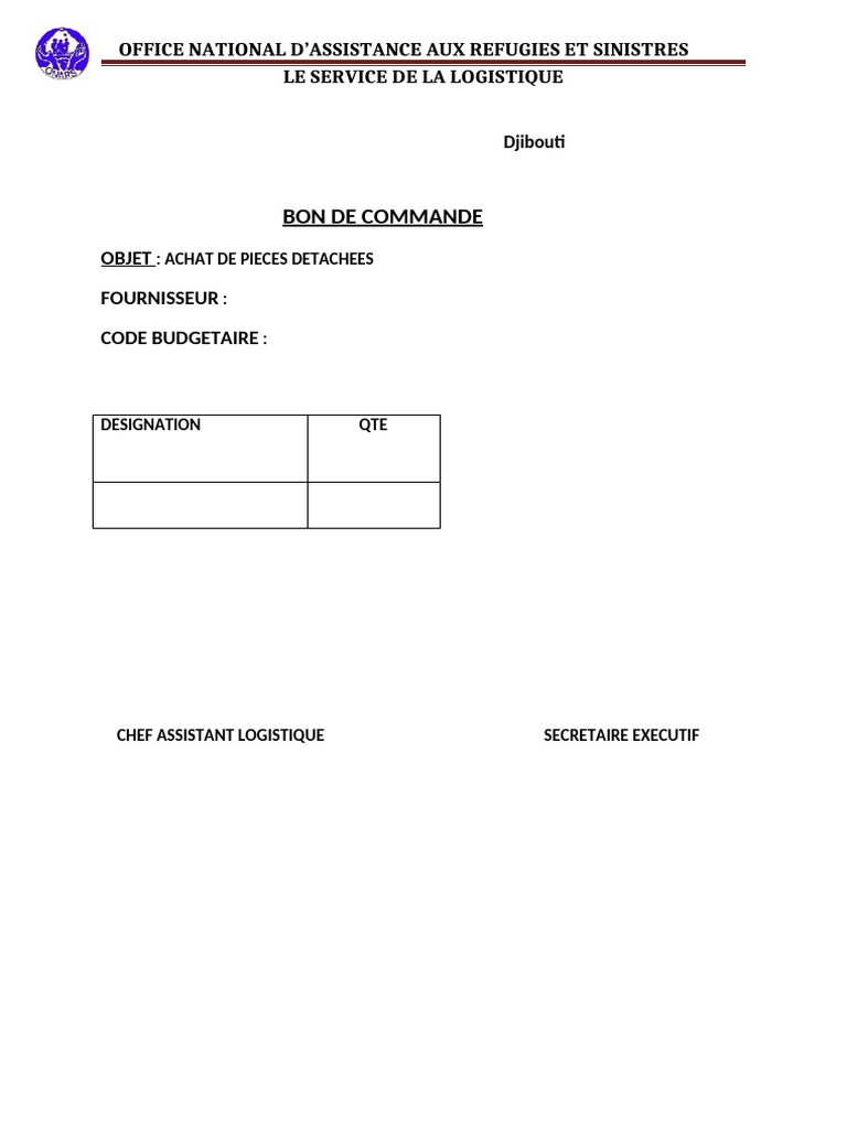 Demande de Bon de Commande Logistique | PDF