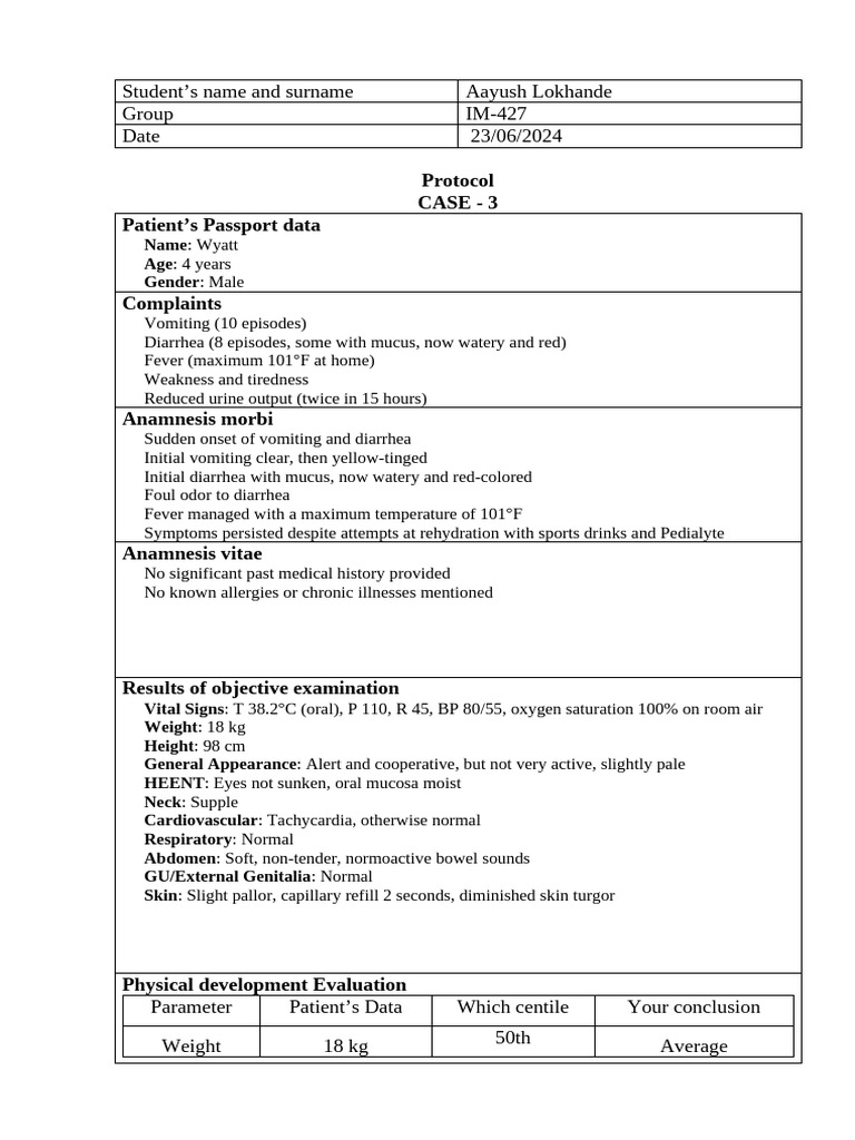 CASE - 3 Pedia Summer Practice | PDF
