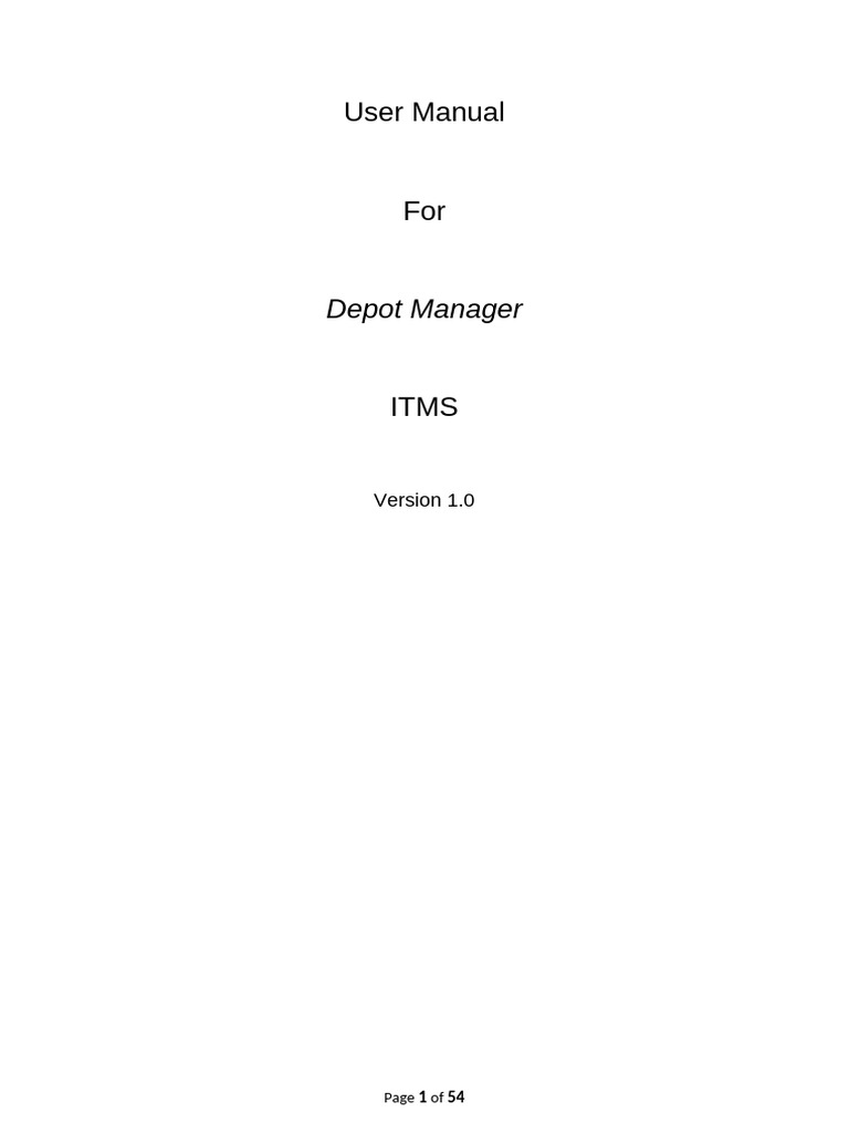 ITMS User Manual - Depot Manager | PDF