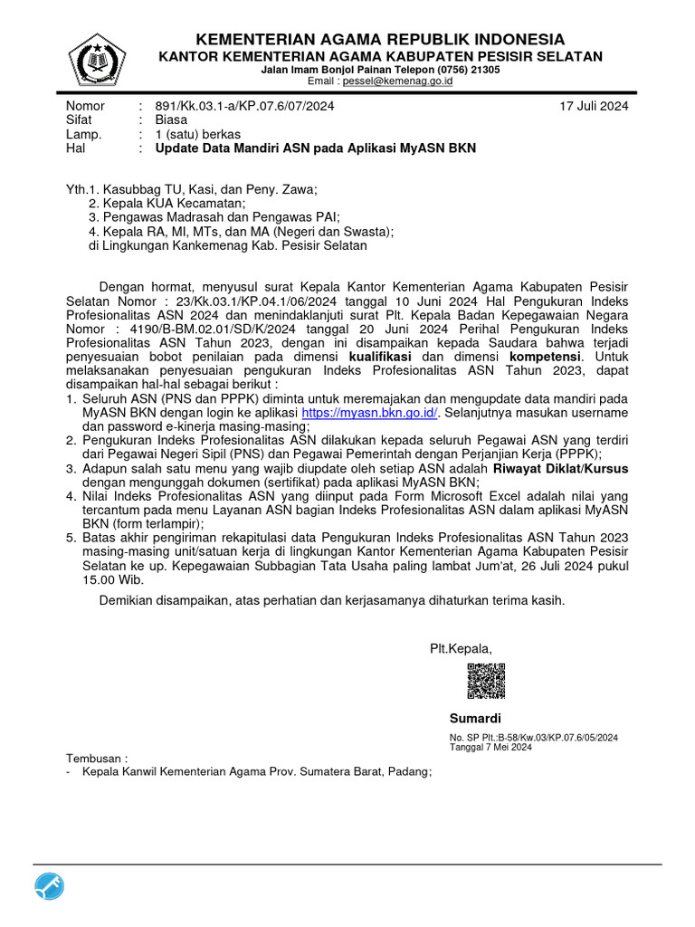 Update Data Mandiri ASN Pada Aplikasi MyASN BKN | PDF