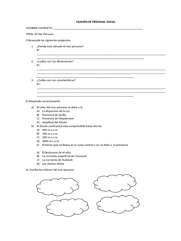 Examen de Personal Social | PDF