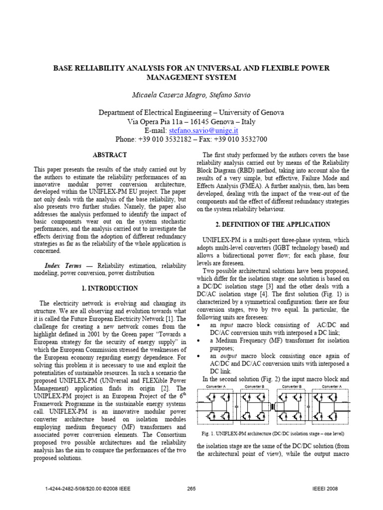 Base Reliability Analysis For An Universal and Flexible Power ...