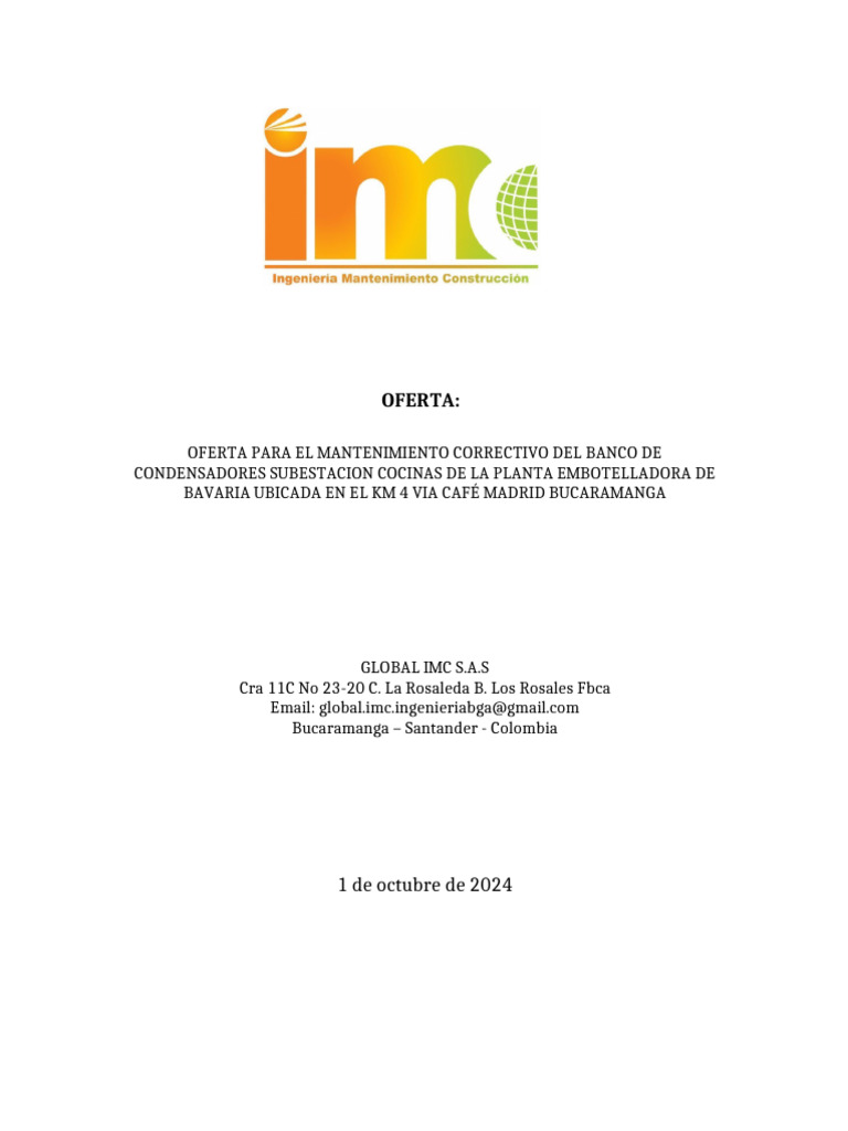Oferta Mantenimiento y Reparacion Banco de Condensadores Ab-Invect | PDF