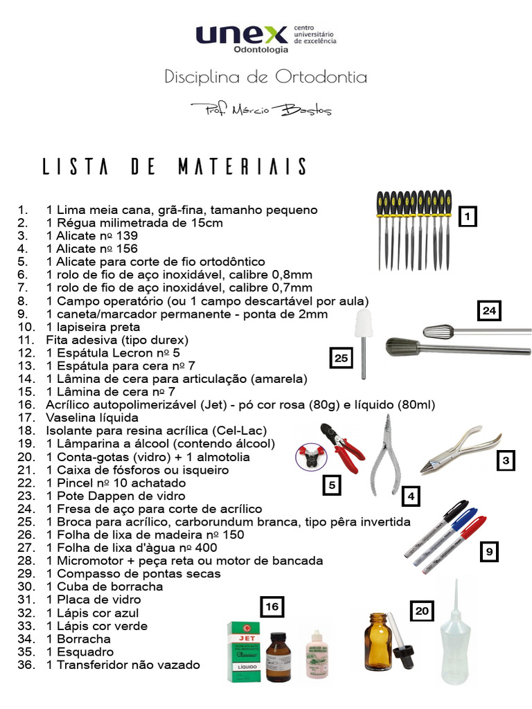 7 - Lista de Materiais ORTODONTIA 2024.2 | PDF