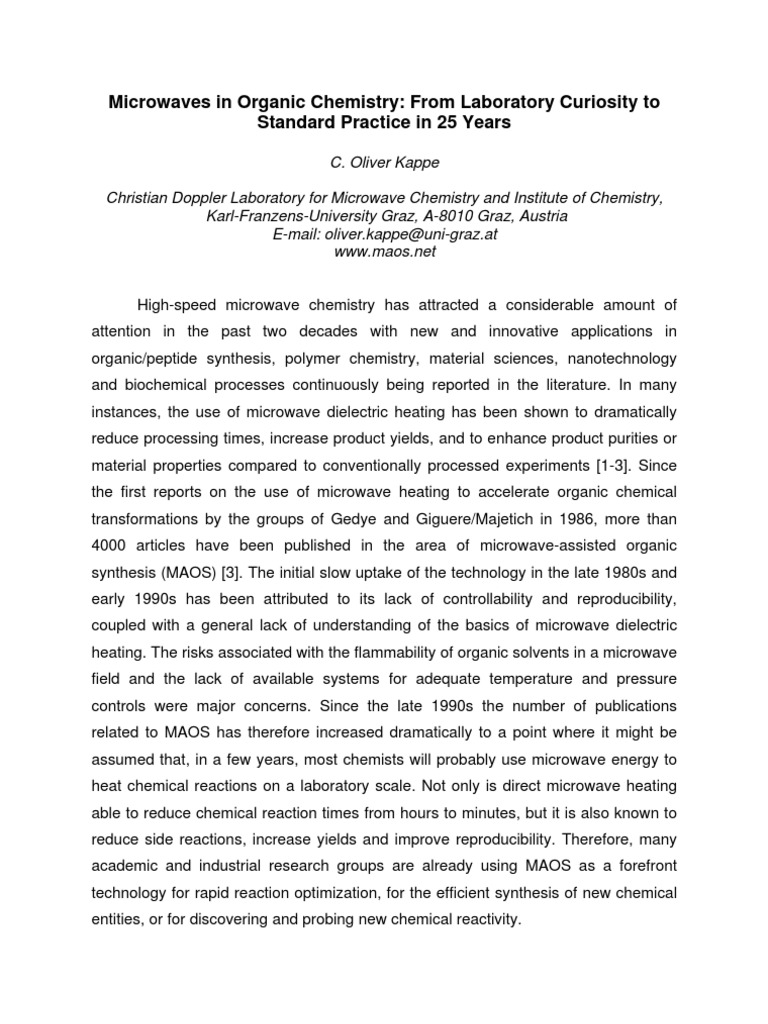Microwave Chemistry in Organic Synthesis | PDF | Organic Chemistry ...