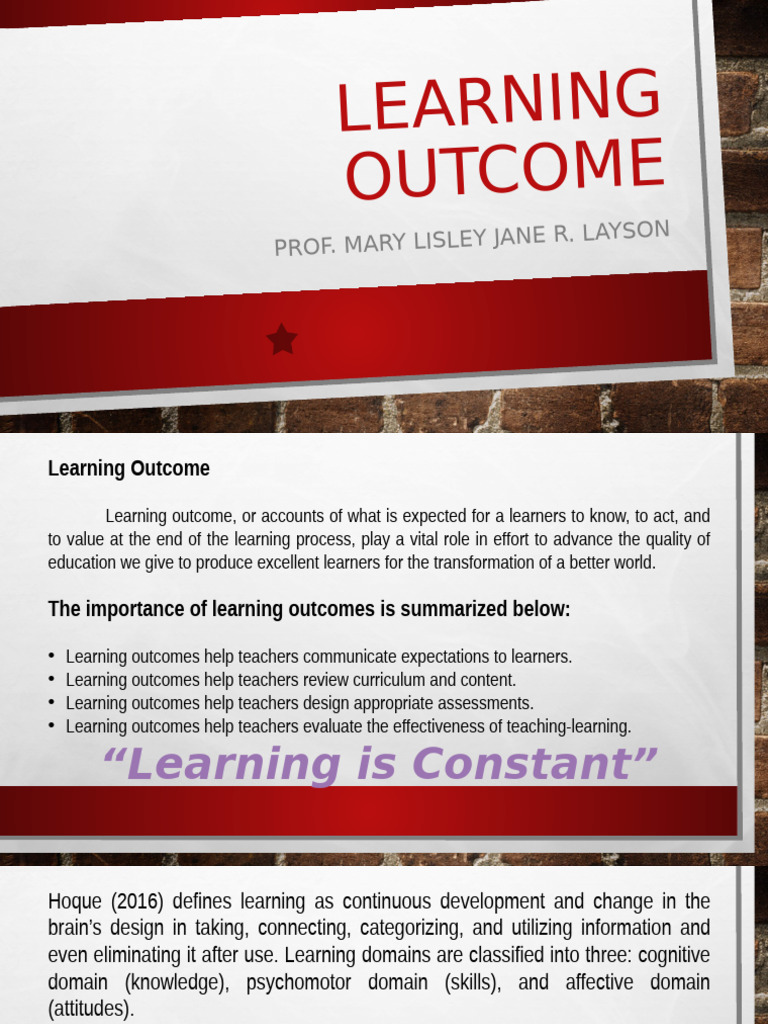 Learning Outcome | PDF