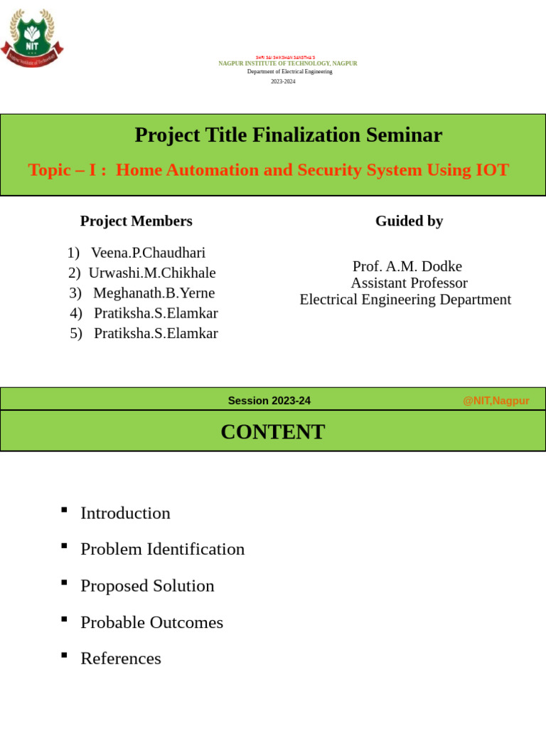 Format For Project Tital Finalization Seminar | PDF
