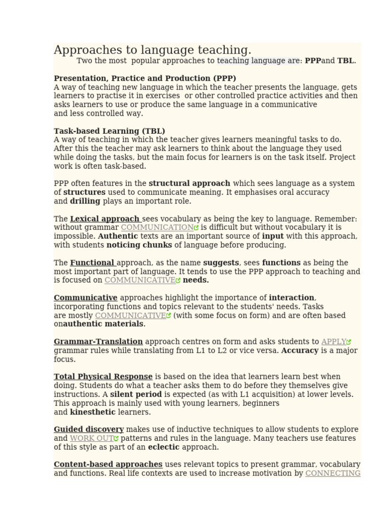 Approaches To Language Teaching | PDF