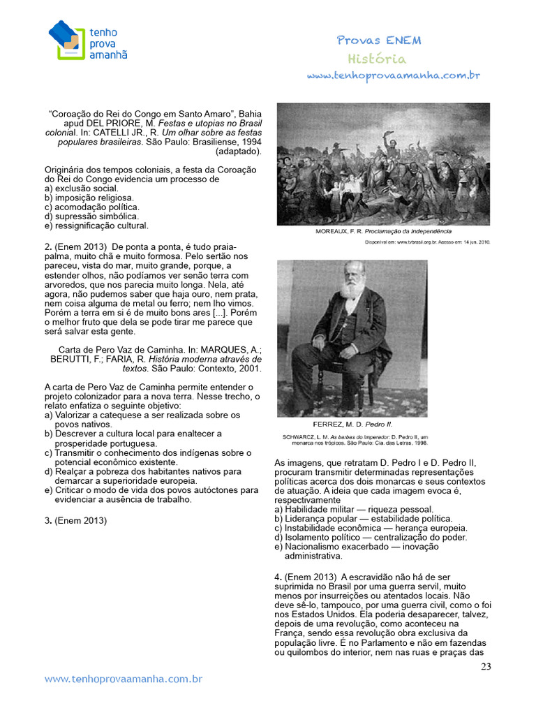 Historia ENEM Questoes Por Assunto | PDF