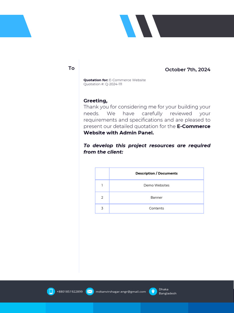 Quotation of E-Commerce Web | PDF | Computing | Business