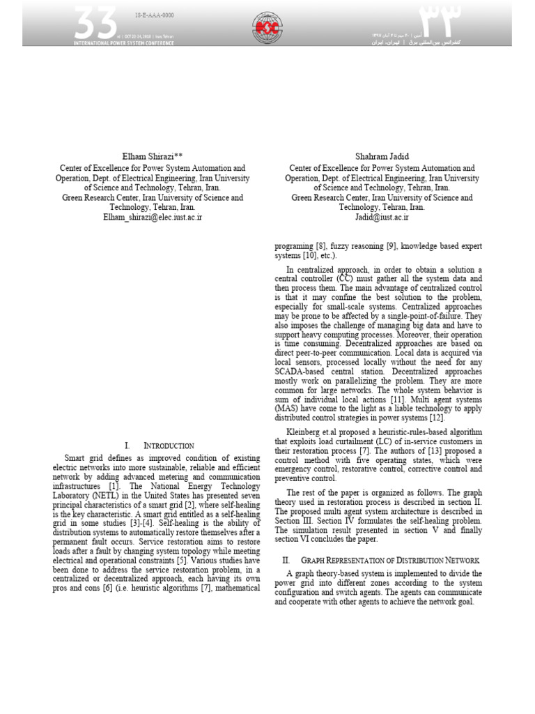 Multi-Agent Based Graph Theory Approach Towards Restoration in Smart ...
