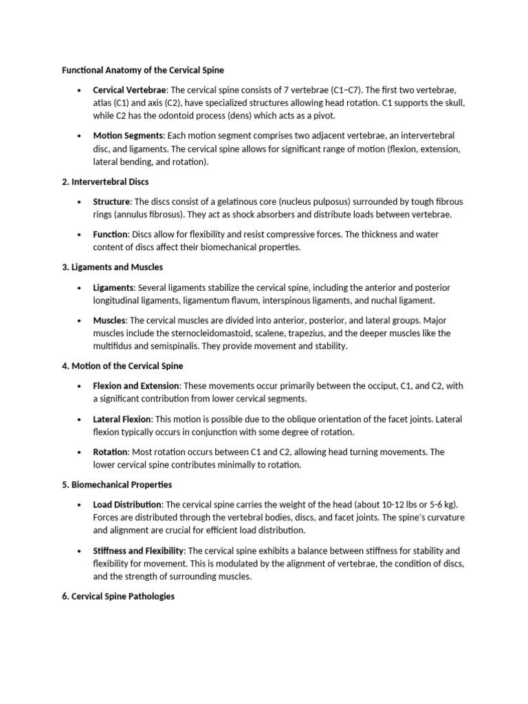 CERVICAL SPINE FUNCTIONAL ANATOMY intelligence overview